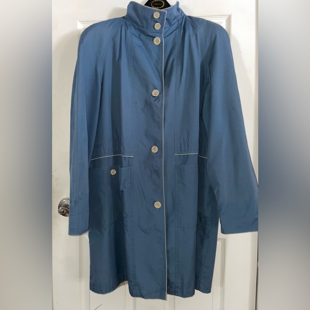 London Towne Blue Trench Coat for Women Medium